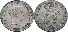 FERNANDO VII. Sevilla. 4 reales. 1823. RJ. EBC/EBC- o algo más floja. Muy escasa