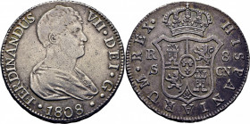 FERNANDO VII. Sevilla. 8 reales. 1808. CN. Atractiva. Escasa