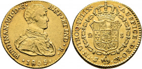 FERNANDO VII. Sevilla. 2 escudos. 1809. CN. Atractivo reverso