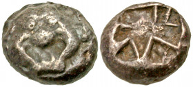 Mysia, Parion. 5th century B.C. AR drachm (13.2 mm, 3.90 g). Facing gorgoneion / Linear pattern within incuse square. SNG France 1344; SNG von Aulock ...