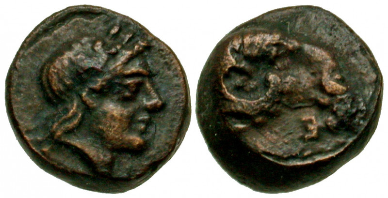 Troas, Kebren. civic issue. 400-310 B.C. AE 10 (8.9 mm, 10.9 g, 6 h). laureate h...