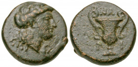 Cilicia, Nagidos. Ca. 400-380 B.C. AE 13 (12.9 mm, 2,73 g, 1 h). Head of Aphrodite right / NA ΓI, kantharos. SNG France 20; SNG Levante 15. Good Fine ...