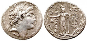Seleukid Kingdom. Antiochos VIII Epiphanes. Sole reign, 121/0-97/6 B.C. AR tetradrachm (31.21 mm, 16.17 g, 1 h). Ake-Ptolemais mint, struck 120-117 B....