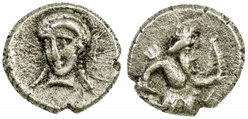 Achaemenid Kingdom. Uncertain Satrap. 4th century B.C AR tetartemorion (6.5 mm, ...