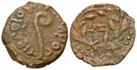 Judaea, Procurators. Pontius Pilate. 26-36 C.E. AE prutah (15.3 mm, 1.43 g, 11 h). Prefect under Tiberius, Year 17 = 30/31 C.E.. LIZ (retrograde Z), l...