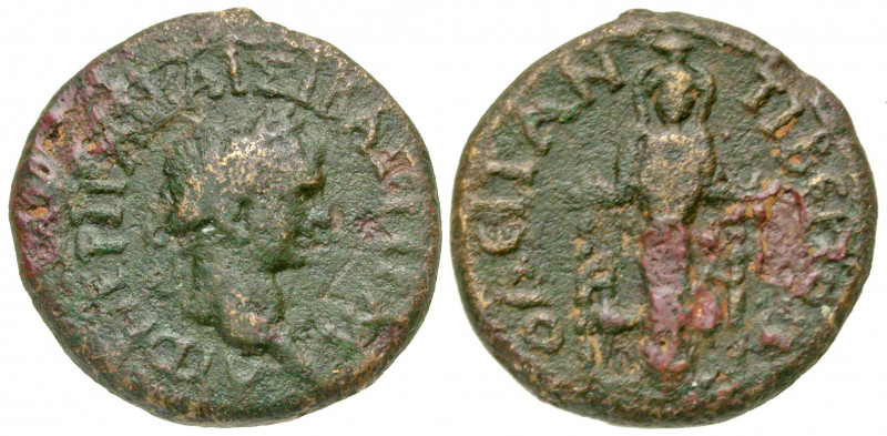 Phrygia, Tiberiopolis. Trajan. A.D. 98-117. AE 20 (20.3 mm, 5.47 g, 12 h). Laure...