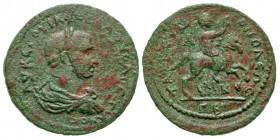 Cilicia, Tarsus. Volusian. A.D. 251-253. AE 30 (29.66 mm, 12.58 g, 5 h). Laureate, draped and cuirassed bust of Volusian right / Volusian on horseback...
