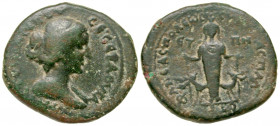 Samaria, Neapolis. Faustina II. Augusta, A.D. 147-175. AE (23.13 mm, 5.59 g, 1 h). Dated CY 88 = A.D. 159/60. ΦAVC[TЄINA CЄB ЄV] - CE CЄBA ΘVΓA, drape...
