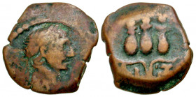 Egypt, Alexandria. Trajan. A.D. 98-117. AE dichalcon (12.2 mm, 1.11 g, 11 h). Alexandria mint, Dated RY 17 = A.D. 113/14. laureate head of Trajan righ...