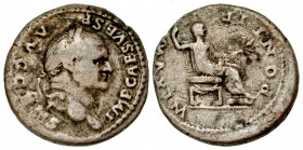 Vespasian. A.D. 69-79. AR denarius (19.5 mm, 2.85 g, 1 h). Rome mint, Struck A.D. 73. IMP CAES VESP AVG CENS (ccw.), laureate head of Vespasian right ...