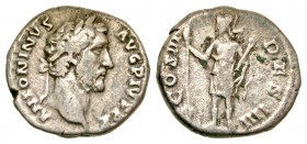 Antoninus Pius. A.D. 138-161. AR denarius (17.2 mm, 2.66 g, 7 h). Rome mint, Struck A.D. 144. ANTONINVS AVG PIVS P P, laureate head of Antoninus Pius ...