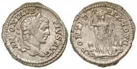 Caracalla. AR denarius (19.4 mm, 3.67 g, 7 h). Rome mint, Struck A.D. 207. ANTONINVS PIVS AVG, laureate youthful (beardless) head of Caracalla right /...
