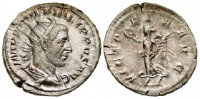 Philip I. A.D. 244-249. AR antoninianus (23.4 mm, 4.19 g, 5 h). Rome mint, Struck A.D. 244/5. IMP M IVL PHILIPPVS AVG, radiate, draped and cuirassed b...