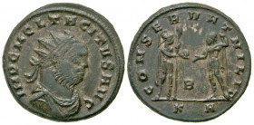 Tacitus. A.D. 275-276. AE antoninianus (21.65 mm, 4.00 g, 11 h). Serdica mint. IMP C M CL TACITVS AVG, radiate, draped and cuirassed bust of Tacitus r...