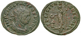 Tacitus. A.D. 275-276. AE antoninianus (22.8 mm, 3.40 g, 6 h). Treveri mint. IMP CM CL TACITVS P AVG, radiate, draped, and cuirassed bust right / FELI...