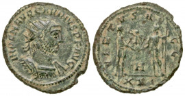 Carinus. A.D. 283-285. AE antoninianus (22.3 mm, 3.36 g, 6 h). Antioch mint, Struck A.D. 284. IMP C M AVR CARINVS P F AVG, radiate and cuirassed bust ...