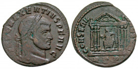 Maxentius. A.D. 306-312. AE follis (24.1 mm, 5.72 g, 11 h). Rome mint, struck A.D. 308-310. IMP C MAXENTIVS P F AVG, laureate head right / CONSERV VRB...
