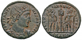 Constantine I. A.D. 307/10-337. BI centenionalis (15.8 mm, 1.76 g, 12 h). Antioch mint, Struck A.D. 336-337. CONSTANTI-NVS MAX AVG, rosette and laurel...