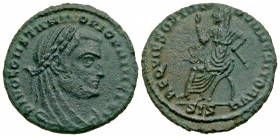 Constantine I. A.D. 307/10-337. BI half follis (15.6 mm, 1.40 g, 6 h). Posthumous commemorative for Constantius I (d. 306). Siscia mint, Struck A.D. 3...