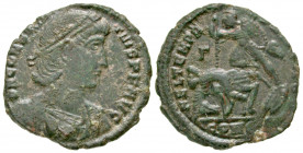 Constantius II. A.D. 337-361. AE heavy majorina (23.7 mm, 4.56 g, 12 h). Constantinople mint, Struck A.D. 348-351. D N CONSTAN-TIVS P F AVG, pearl-dia...