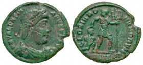 Valentinian I. A.D. 364-375. AE centenionalis (19.7 mm, 2.94 g, 6 h). Siscia mint, Struck A.D. 365. D N VALENTINI-ANVS P F AVG, pearl-diademed, draped...