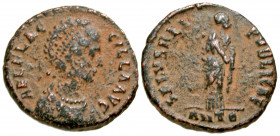 Aelia Flaccilla. Augusta, A.D. 379-386/8. AE majorina (21.7 mm, 5.23 g, 4 h). Antioch mint, Struck A.D. 383-386. AEL FLAC-CILLA AVG, pearl-diademed an...