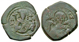 Isaac II, Angelus. 1185-1195. AE heavy tetarteron (22.54 mm, 4.23 g, 5 h). Thessalonica mint. O / AP - X / M, nimbate facing bust of the Archangel Mic...