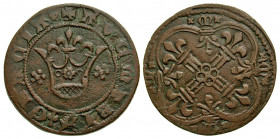 France. Charles VI. 1380-1422. AE jeton (26.76 mm, 6.54 g, 1 h). Struck 1385-1415. Good VF. Scarce.
