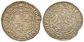 Germany, Constanz. Civic issue. 15th century AR batzen or schilling (27.2 mm, 3.14 g, 4 h). �. (pentalobate leaf) : MONETA · CIVITATIS · CONSTANZ :, c...