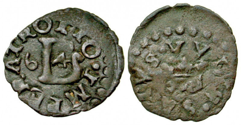 Italy, Lucca. Republic. Otto. 1543-1599. AE quattrino (17.3 mm, .76 g, 11 h). St...