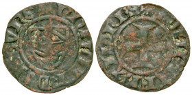 Low Countries, Flanders. Philps de Stoute. 1384-1404. BI dubbele mijt (19.1 mm, .82 g, 3 h). + PHILIPP DVX BVRG, Shield with coat of arms of Burgundy ...