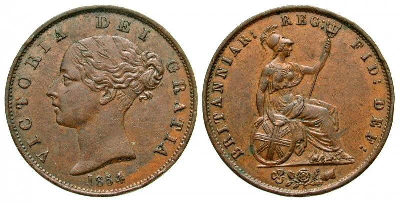 England. Victoria. 1837-1901. AE farthing. struck 1854. VICTORIA DEI GRATIA // 1...