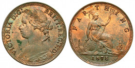 England. Victoria. 1837-1901. AE farthing. Struck 1878. VICTORIA D : G : BRITT : REG : F : D :, laureate and draped mid-life bust of Victoria left / F...