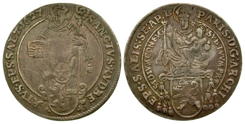 Austrian States, Salzburg (Archbishopric). Paris, Graf von Lodron. 1627. 1/6 tha...