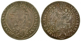 Austrian States, Salzburg (Archbishopric). Paris, Graf von Lodron. 1627. 1/6 thaler (26.11 mm, 4.63 g, 11 h). Madonna and child above shield of arms i...