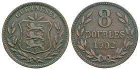 Guernsey. 8 doubles. 1902-H. KM 7; Y 4. EF. Low Mintage. 

From the Alfredo De La Fe Collection. 

Mintage 235,000