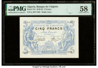 Algeria Banque de l'Algerie 5 Francs 21.12.1916 Pick 71b PMG Choice About Unc 58. At the time of cataloging this example holds the single highest grad...