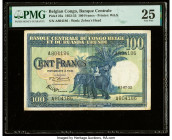 Belgian Congo Banque Centrale du Congo Belge 100 Francs 1.7.1952 Pick 25a PMG Very Fine 25. A small tape repair is noted on this example.

HID09801242...