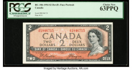 Canada Bank of Canada $2 1954 BC-30b "Devil's Face" PCGS Choice New 63PPQ. 

HID09801242017

© 2022 Heritage Auctions | All Rights Reserved