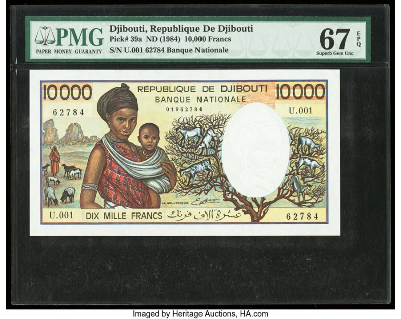Djibouti Banque Nationale de Djibouti 10,000 Francs ND (1984) Pick 39a PMG Super...