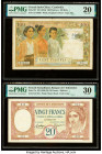 French Indochina Institut d'Emission des Etats, Cambodia 100 Piastres = 100 Riels ND (1954) Pick 97 PMG Very Fine 20; French Somaliland Banque de l'In...