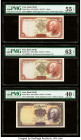 Iran Bank Melli 5 (2); 10 Rials ND (1938) / AH1317 Pick 32Aa; 32Ac; 33Aa Three Examples PMG About Uncirculated 55 EPQ; Choice Uncirculated 63 EPQ; Ext...
