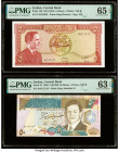 Jordan Central Bank of Jordan 5; 50 Dinars ND (1959); 1999 Pick 15b; 33 Two Examples PMG Gem Uncirculated 65 EPQ; Choice Uncirculated 63 EPQ. 

HID098...