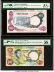 Nigeria Central Bank of Nigeria 10; 20 Naira ND (1973-78); ND (1977-84) Pick 17b; 18a Two Examples PMG Choice About Unc 58 EPQ; Choice About Unc 58. 
...