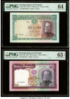 Portugal Banco de Portugal 100 Escudos 25.6.1957; 19.12.1961 Pick 159; 165 Two Examples PMG Choice Uncirculated 64; Choice Uncirculated 63 EPQ. 

HID0...