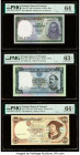 Portugal Banco de Portugal 20; 50; 500 Escudos 26.6.1960; 24.6.1960; 6.9.1979 Pick 163; 164; 170b Three Examples PMG Choice Uncirculated 64; Choice Un...
