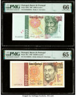 Portugal Banco de Portugal 5000; 10,000 Escudos 11.9.1997; 12.2.1998 Pick 190d; 191c Two Examples PMG Gem Uncirculated 66 EPQ; Gem Uncirculated 65 EPQ...