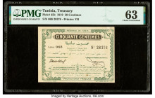 Tunisia Treasury 50 Centimes 17.3.1919 Pick 45b PMG Choice Uncirculated 63. A minor repair is noted on this example.

HID09801242017

© 2022 Heritage ...