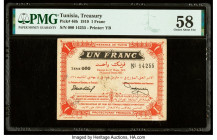Tunisia Treasury 1 Franc 17.3.1919 Pick 46b PMG Choice About Unc 58. Minor paper pulls are noted on this example.

HID09801242017

© 2022 Heritage Auc...