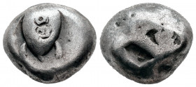 Attica Islands. Aegina. Stater. 525-475 BC. (Hgc-6, 434). Anv.: Sea turtle with banker's marks down the back of shell. Rev.: Incuse punch with skew pa...